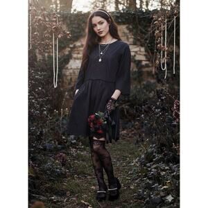 Victoria’s Secret Black Boho Lace Cutout Embroidered Dress Sz M Romantic Coquett